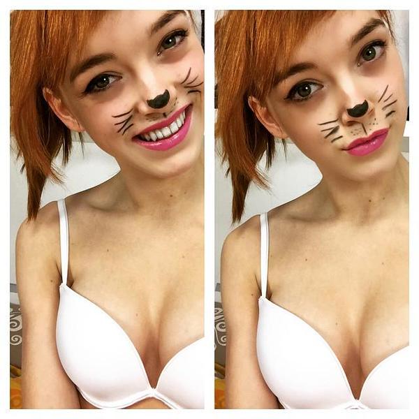 Anny Aurora looking super cute with cat make up on