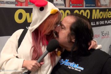 Ron Jeremy and Asian teen Harriet Sugarcookie eskimo kiss pasionately